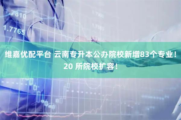 维嘉优配平台 云南专升本公办院校新增83个专业！20 所院校扩容！